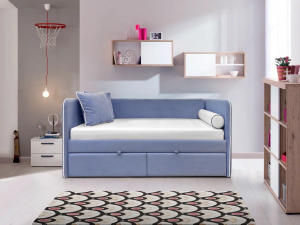 Мягкая кровать Эрмика 80х160 с ящиками. Велюр Тедди 311