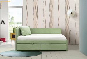 Угловая кровать 80х160 Слайт (универсальный угол). Велюр Тедди 