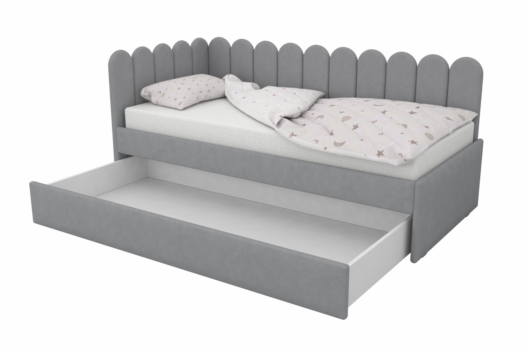 Угловая кровать Элис Грей 90х190 (универсальный угол) с доп.спальным местом