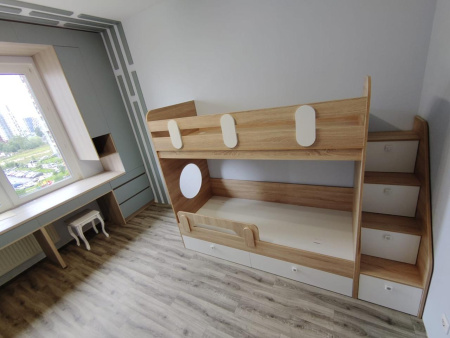 Кровать двухъярусная Фортуна-2 (дуб сонома+белый) 180*80 от Династия Kids