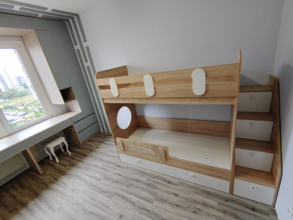 Кровать двухъярусная Фортуна-2 (дуб сонома+белый) 180*80 от Династия Kids