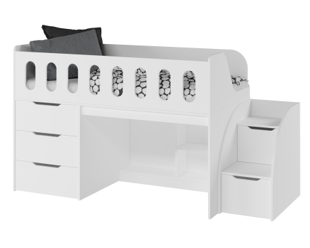 Кровать-чердак Сказка 160х80 (цвет белый) от Династия Kids