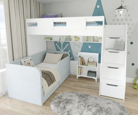 Комплект: кровать-чердак Мозаика-2 + кровать Непос + стеллаж   от Династия Kids