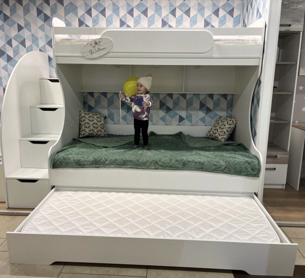 Кровать БИГ (дуб каньон + белый) 200х120 от Династия Kids