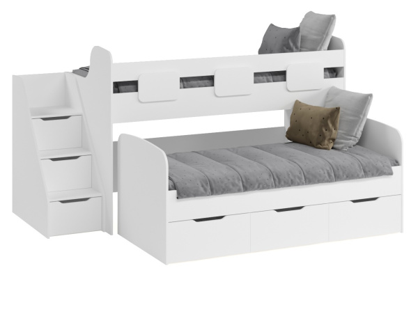 Двухъярусная кровать Городок (цвет белый)