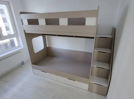 Двухъярусная кровать Твинс 190х90 (дуб каньон + белый) от Династия Kids