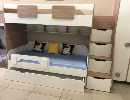 Кровать-чердак Мозаика+кровать Двушка (левая) Вяз швейцарский 190х90 от Династия Kids