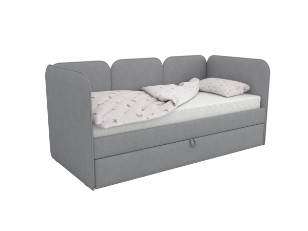 Мягкая кровать Соната Грей 90х200 с доп. спальным местом