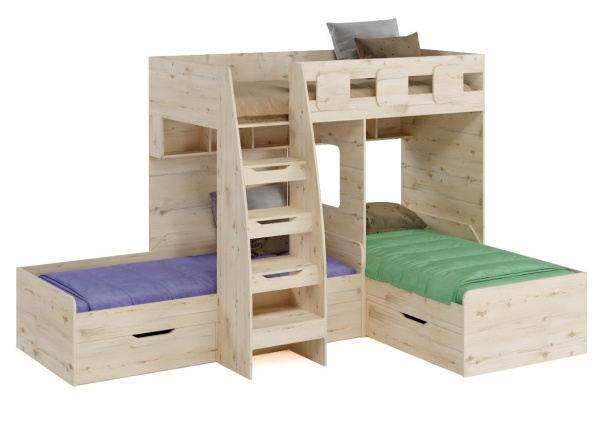 Кровать 3-х ярусная Династия (гаскон пайн) 