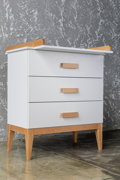 Комод Teрра белый/дерево (со съемным пеленальным столом) от Династия Kids
