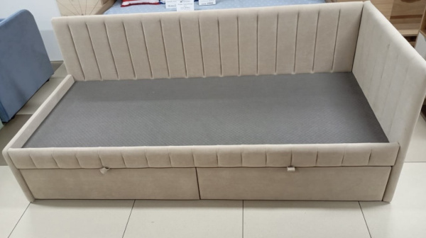 Кровать Слайт Полоса 80х190 (прямая спинка). Велюр Тедди 337 от Династия Kids