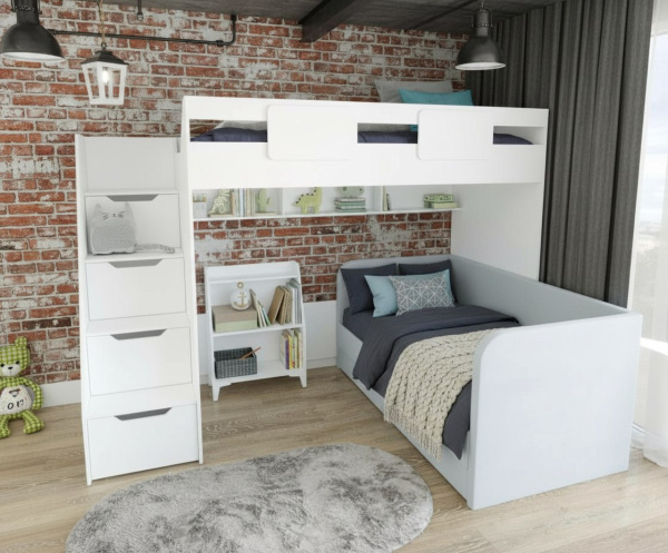 Комплект: кровать-чердак Мозаика-2 + кровать Непос + стеллаж  