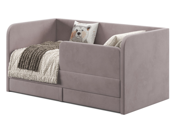 Мягкая кровать Nepos 160х80 с бортиком и ящиком. Велюр Velutto 22 (кофейный)