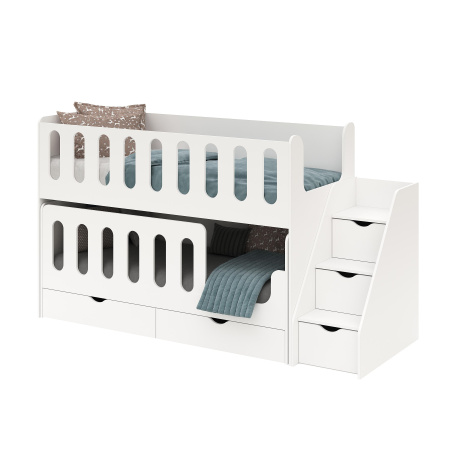 Выдвижная 2-х ярусная кровать Близняшки 160х80 + лестница-комод от Династия Kids