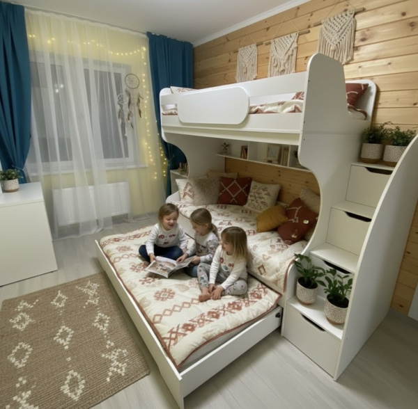 Кровать БИГ 90х200 с доп.спальным местом (цвет белый)