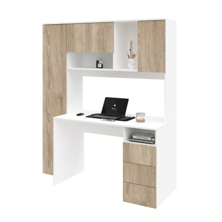 Стол Кабинет 1550 мм (корпус белый + фасады дуб сонома). Левый/правый