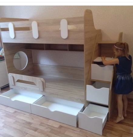 2-х ярусная кровать Фортуна (корпус дуб сонома + фасады белые) 180*80 от Династия Kids