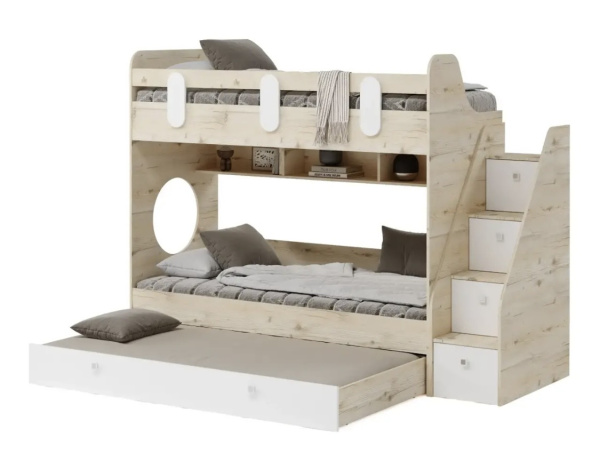 Кровать 190х80 Фортуна-3 с доп.спальным местом (гаскон пайн + белый)