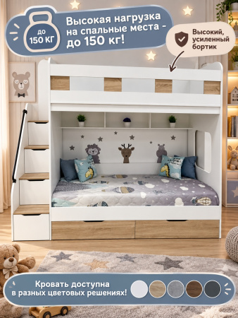 Кровать двухъярусная Твинс-2 (белый+серебро) 190х90 от Династия Kids