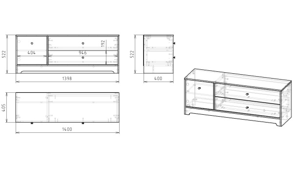 Тумба-комод 140 см Норд (цвет белый)  от Династия Kids