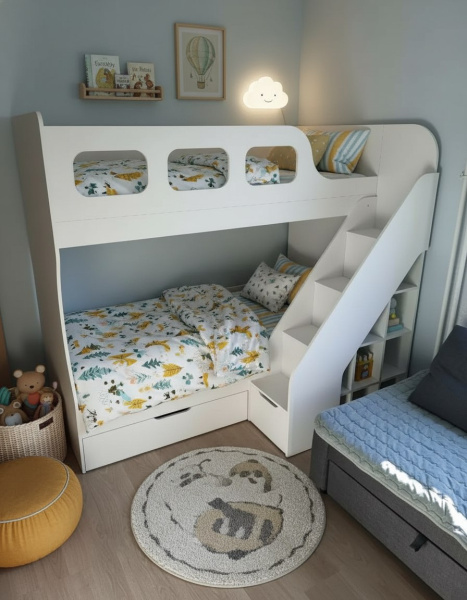 Кровать 2-х ярусная Умка-4 (дуб сонома + белый) 190х80 от Династия Kids