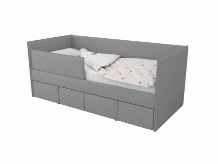 Мягкая кровать МОНО 80х180 с 2 ящиками (цвета разные)