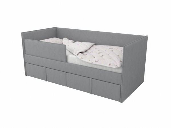 Мягкая кровать МОНО 80х180 с 2 ящиками (цвета разные)