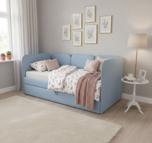 Мягкая кровать Соната Грей 90х200 с доп. спальным местом