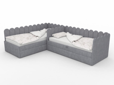 Мягкая кровать Элис Беж 90х190 с доп. спальным местом