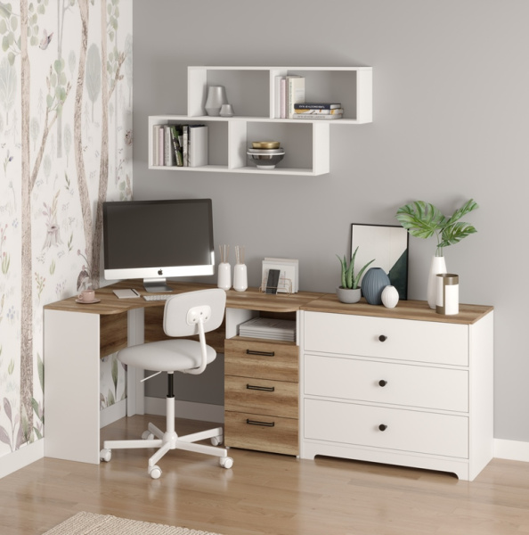 Набор для школьника (стол угловой + полка + комод) от Династия Kids