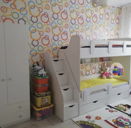 Двухъярусная кровать Фортуна (левая) Цвет: белый 180х80 от Династия Kids