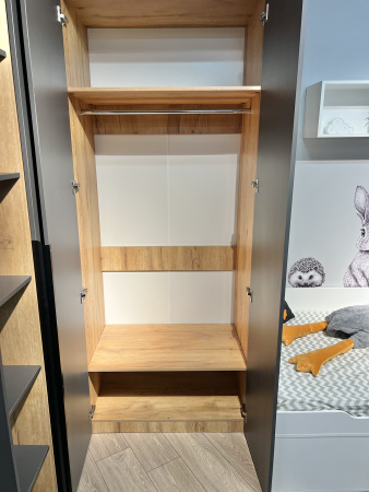 Шкаф 2-х дверный коллекции Брайт Золотистый (внутри штанга + полки) от Династия Kids