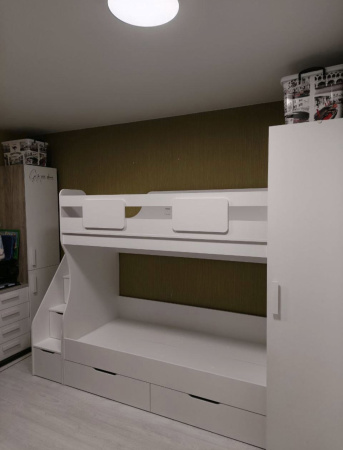 Кровать 2-х ярусная Миа (велюр + белый) 180х80 от Династия Kids