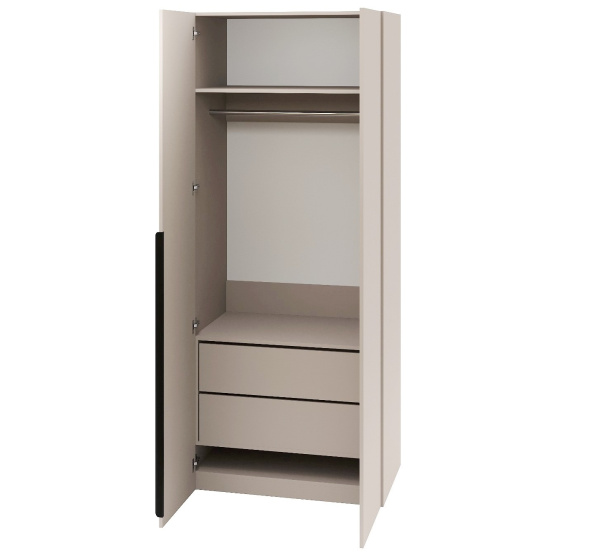 Шкаф 2-х дверный коллекции Брайт Велюр (внутри штанга + ящик)