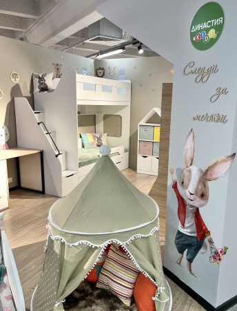 Двухъярусная кровать Твинс 190х90 (дуб каньон + белый) от Династия Kids