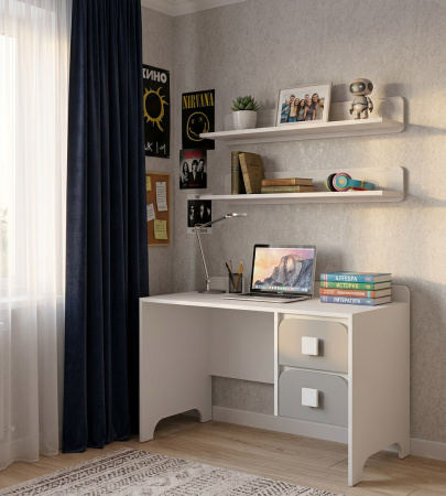 Стол  письменный Юни 1000 мм (серебро+белый)  от Династия Kids