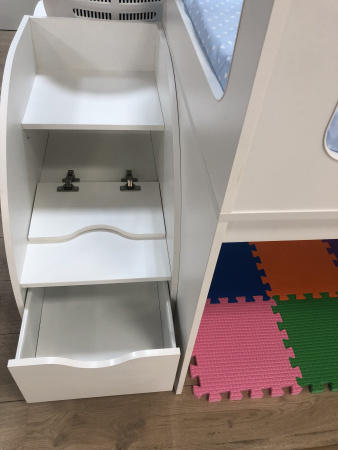 Кровать-чердак 160х80 Теремок (цвет белый) от Династия Kids