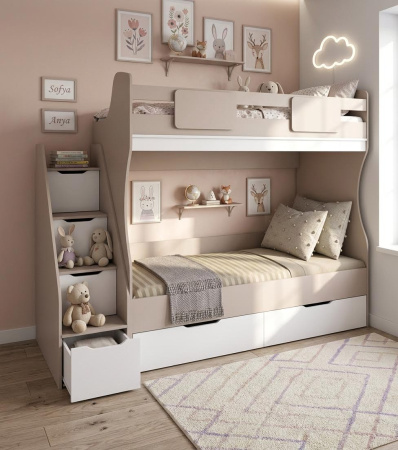 Кровать 2-х ярусная МИА 180х80 (дуб сонома + белый) от Династия Kids