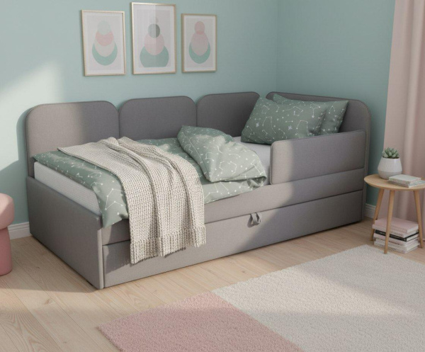 Угловая кровать Соната Грей 90х190 с доп.спальным местом (универсальный угол)