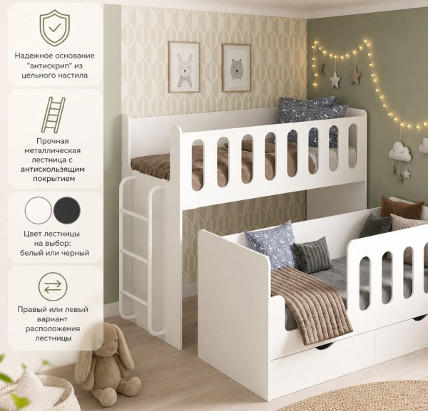 Двухъярусная выдвижная кровать Близняшки 160х80  от Династия Kids