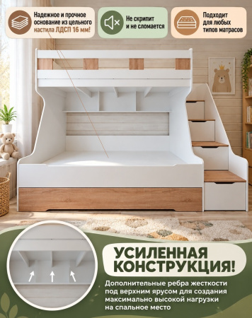 Кровать РУМ 120х200 (корпус белый + фасады графит)