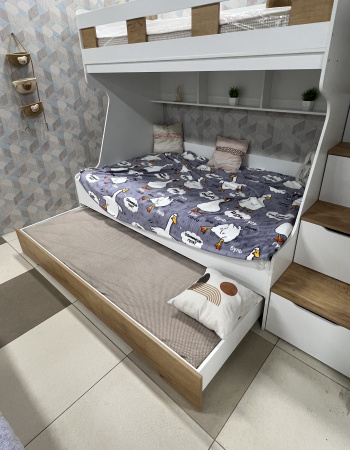 Кровать 3-х ярусная РУМ 120х200 (цвет белый) 