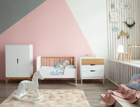 Комод Aлберо белый/дерево (со съемным пеленальным столом) от Династия Kids
