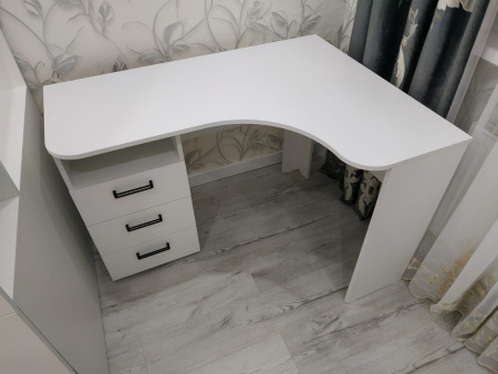 Стол угловой Престиж с 3 ящиками (цвет белый) от Династия Kids