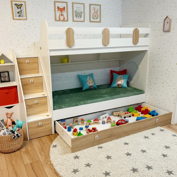 Двухъярусная кровать Фортуна-3 (цвет белый) 190х80 от Династия Kids