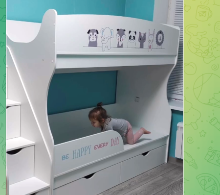 Двухъярусная кровать Хэппи 180х80 с бортиком от Династия Kids