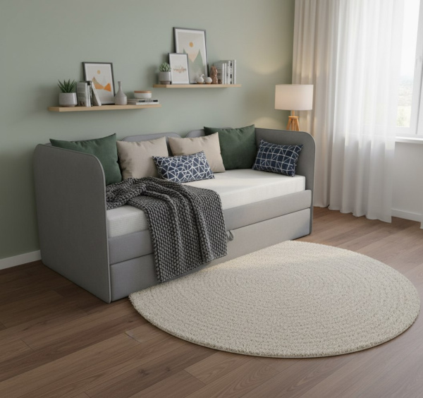 Мягкая кровать Соната Грей 90х200 с доп. спальным местом