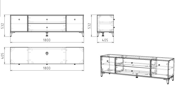 Тумба-комод 180 см Альви-1  от Династия Kids
