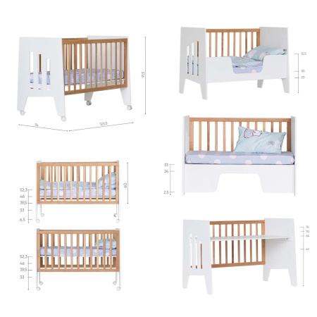 Кроватка-стол Миа 120х60 белый/дерево  от Династия Kids