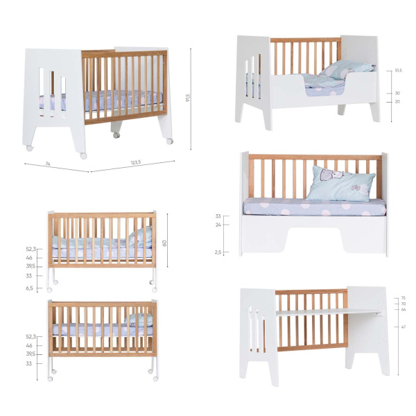 Кроватка-стол Миа 120х60 белый/белый  от Династия Kids